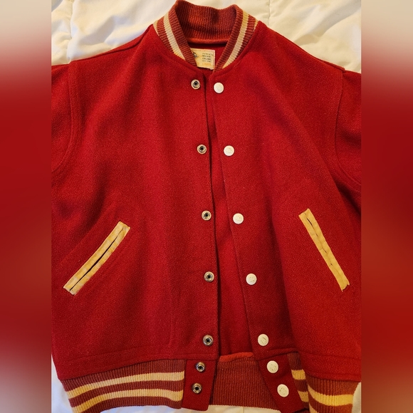 Vintage 1950s Wool Kids University Jacket Red Large - Picture 12 of 15